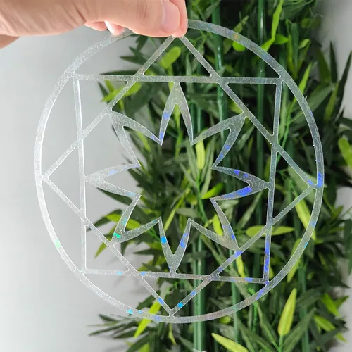 Vista 4 de Calcomanías holográficas para ventana para ataques de pájaros, recordatorio de vidrio, calcomanías autoadhesivas anticolisión, evita que los pájaros