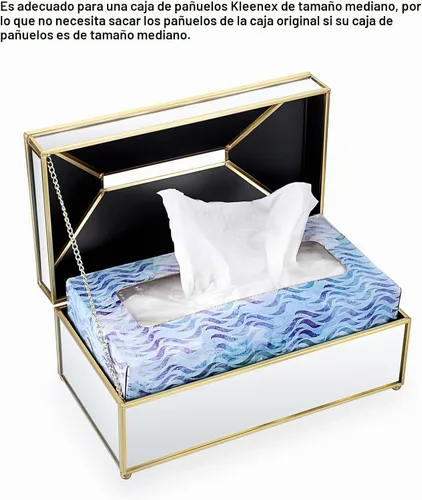 Vista 7 de Sumnacon Caja de pañuelos rectangular con espejo, soporte para caja