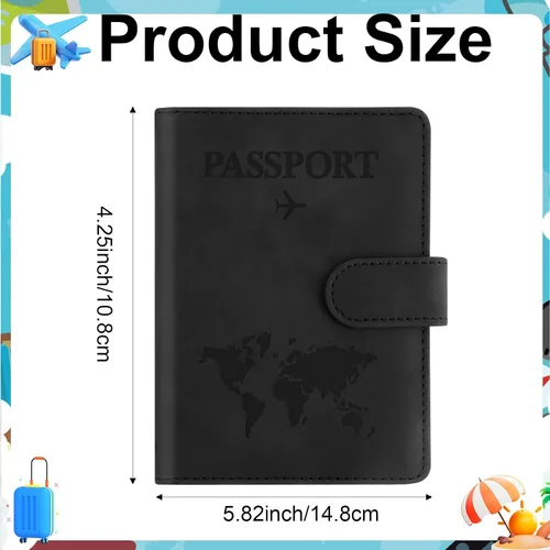 Vista 2 de Funda para pasaporte para viajes, funda para pasaporte con ranura para tarjeta de crédito y ranura para tarjeta de embarque, funda para pasaporte