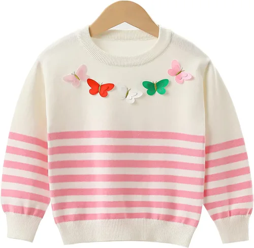Vista 2 de Peacolate Primavera Otoño 2-10 años Little & Big Girl Suéter y Jeans Bordados 2pcs Conjunto de Ropa