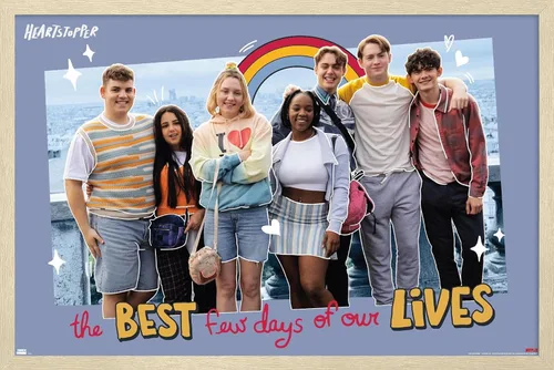 Vista 7 de Netflix Heartstopper: Season 2 - Póster de pared de Best Few Days, 22.4 pulgadas de largo x 14.7 pulgadas de ancho, versión enmarcada de madera