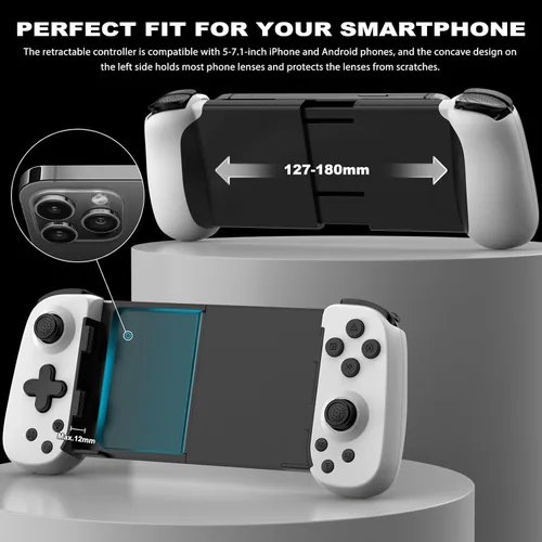 Vista 6 de arVin Mobile Game Controller for iPhoneiPadAndroidSamsungTabletPCSwitchPS3PS4, Wireless Gamepad Joystick with Turbo6-axis GyroVibration, Play Xbox