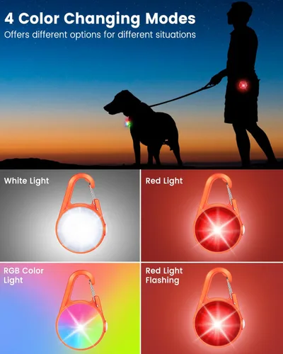 Vista 2 de Luz para collar de perro, 4 modos de luces para perro para caminar por la noche, luz LED recargable para collar de mascota para clip nocturno
