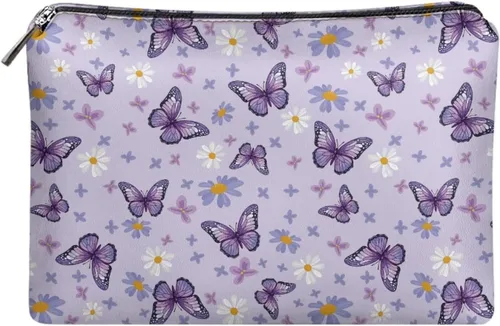 Vista 44 de Flashideas Bolsa de maquillaje portátil de cuero impermeable bolsa de cosméticos embrague maquillaje cepillo bolsa, Estampado De Mármol Azul 1