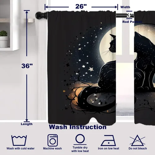 Vista 337 de Batmerry American Flag Ink Dot Blackout Tier Curtains, Red Blue White Stars Abstract Thermal Insulated Half Curtain Rod Pocket Small Valance for
