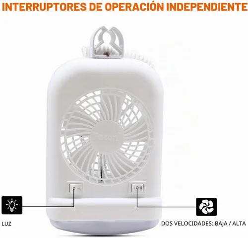 Vista 3 de Facon Combo de luz de ventilador de 12 V CC para caravana emergente, interruptor independiente, cable extensible de 2 velocidades con enchufe macho
