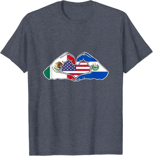 Vista 84 de Corazón manos México, El Salvador y Estados Unidos. Camiseta, Negro