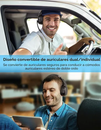 Vista 4 de TECKNET Auriculares Bluetooth para Camioneros, Auriculares Inalámbricos de Una y Dos Orejas con Micrófono para Trabajo con Cancelación de Ruido, 50