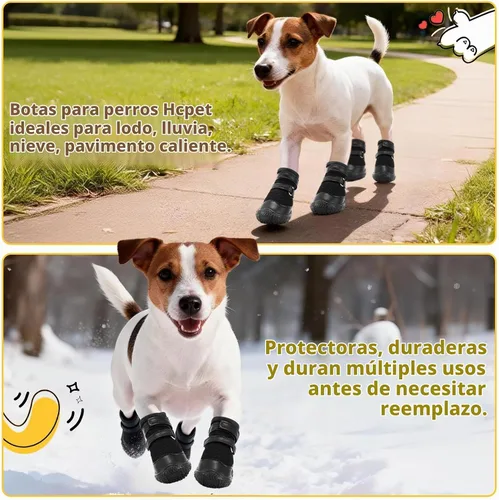 Vista 5 de Zapatos para perros pequeños, botas y protectores de patas para pavimento caliente, nieve de invierno, botas antideslizantes para suelos de madera