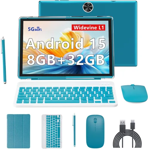 Vista 9 de Android 15 Tabalet con teclado Tablet 10 pulgadas Tablet 2 en Negro