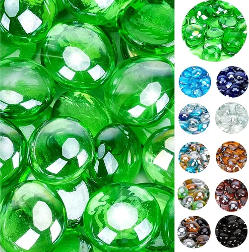 Vista 10 de onlyfire Cuentas de vidrio planas para hoguera de propano, rocas de vidrio reflectantes de 1/2 pulgada, canicas planas de 10 libras para chimenea