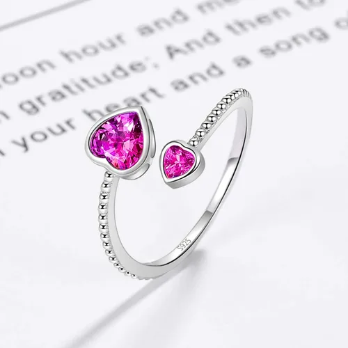 Vista 6 de Step Forward - Anillo de plata de ley 925 con piedra de nacimiento para mujer, ajustable, con corazón abierto, constelación, aniversario, regalo