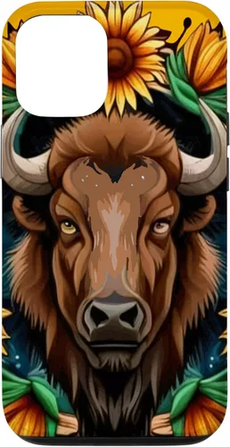 Vista 27 de American Bison with Sunflower Wreath Kansas State Tattoo Art Case for iPhone XR