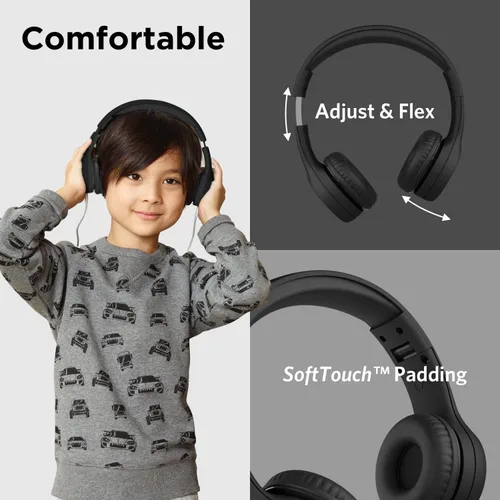 Vista 2 de LILGADGETS Conexión+ estilo prémium volumen limitado con SharePort - Audífonos con cable para niños