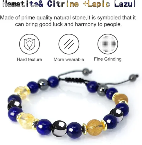 Vista 3 de Pulsera de triple protección para riqueza y abundancia, mejora la toma de decisiones y promueve la amistad, la honestidad, la compasión
