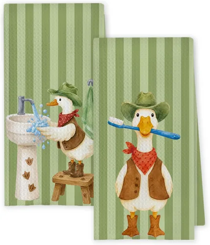 Vista 15 de Chicimln - Divertidas toallas de mano de goma para baño, estilo bohemio, para bañera, pato amarillo, toallas de mano decorativas para niños y niñas