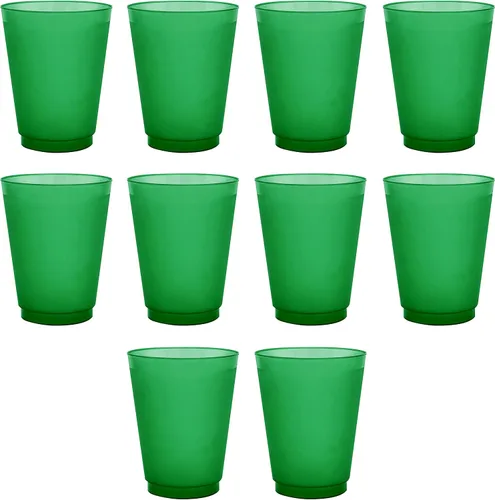 Vista 8 de Vasos de plástico esmerilado personalizados para estadios, paquete de 100, texto promocional, logotipo, 16 onzas, vasos de fiesta reutilizables