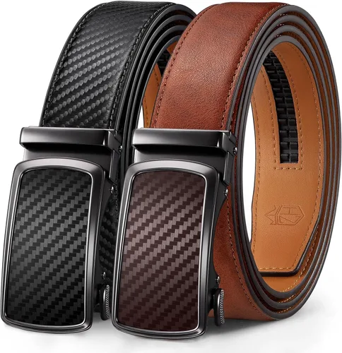 Vista 11 de Zitahli Cinturón para hombre, paquete de 2 unidades, diseño de cinturón de cuero para trabajo, negocios y pantalones de golf casuales, accesorios