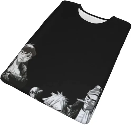 Vista 4 de Gorillaz Camiseta negra para adultos, unisex, para hombre y mujer, camiseta de manga corta con banda de rock