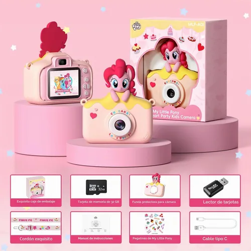 Vista 6 de My Little Pony Hasbro - Cámara digital para niños de 3 a 12 años, cámara digital para niños y niñas, lente dual HD 1080P IPS, cámara digital
