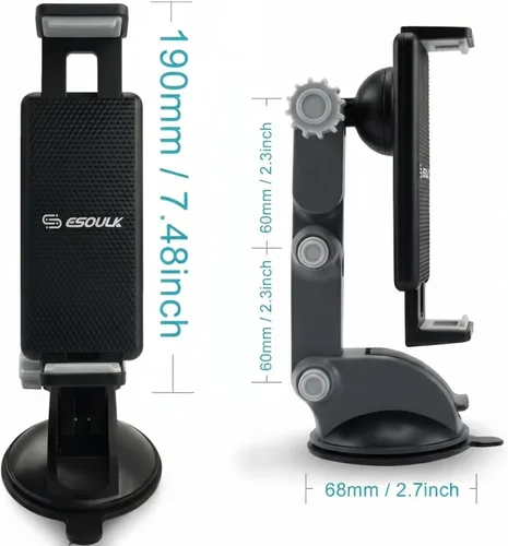Vista 3 de Soporte para tablet para parabrisas de tablero de automóvil, se adapta a dispositivos de 4.5 a 7.25 pulgadas Montaje flexible en salpicadero