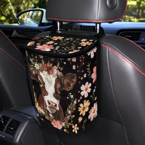 Vista 49 de Talayituse Cubo de basura portátil con estampado de camuflaje de bandera estadounidense, accesorios interiores de vehículos multifuncionales