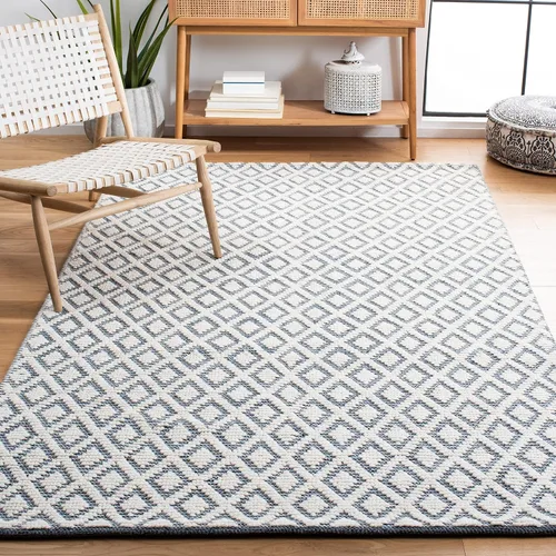 Vista 49 de SAFAVIEH Vermont Collection - Alfombra decorativa de 2 pies 3 pulgadas x 4 pies, marfil y negro, lana hecha a mano, ideal para zonas de alto tráfico
