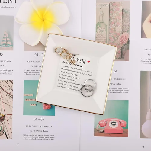 Vista 4 de XJF Work Bestie - Plato de cerámica para joyas, regalos de trabajo para mujeres, regalos de agradecimiento para compañeros de trabajo, regalo