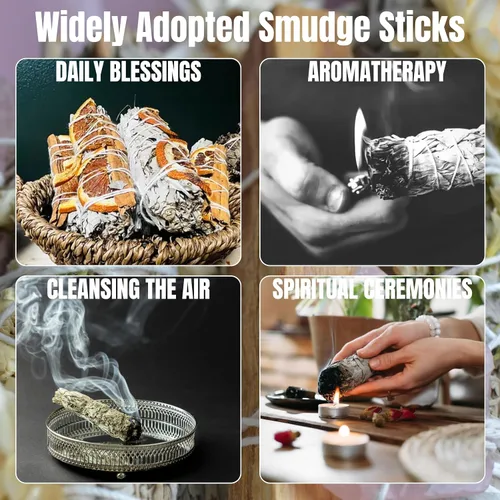 Vista 6 de SOUL STICKS Paquete de 3 varitas de salvia blanca, naranja, canela y salvia para limpieza de dinero en el hogar, abundancia, dinero, limpieza