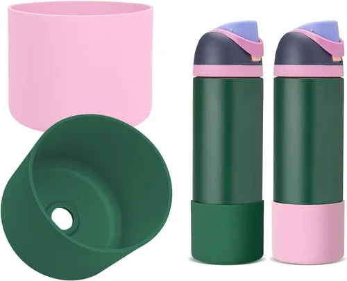 Vista 14 de 2 botas de silicona compatibles con Owala FreeSip de 24 onzas, funda protectora superior para botella de agua, reducción de ruido, cubierta inferior