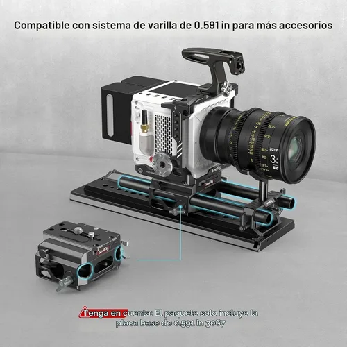 Vista 4 de SMALLRIG Sistema elevador de placa base ligero con doble abrazadera de varilla de 0.591 in, versión de aleación de magnesio de placa base, con placa