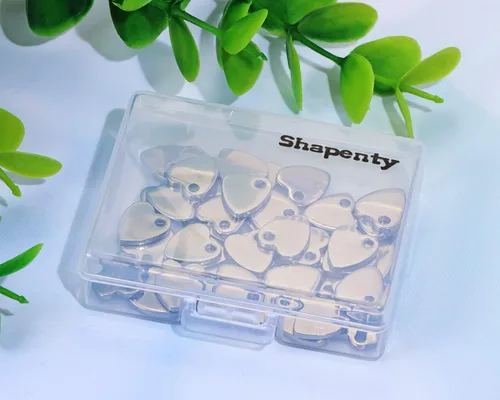 Vista 6 de Shapenty Mini dije de corazón de acero inoxidable con cuentas a granel para collares, aretes, pulseras, llavero, fabricación de joyas, proyectos