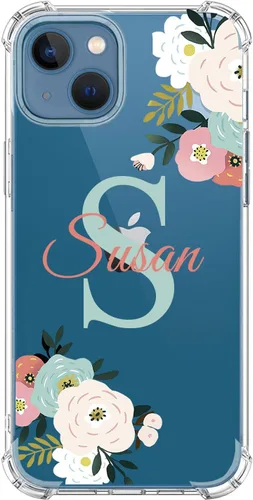 Vista 9 de Funda Transparente de Cristal con Nombre Personalizado e Inicial, Compatible con iPhone 16 Pro Max 15 Plus 14 13 12 11 Xs Max XR 8 7 6 Plus 11 Mini