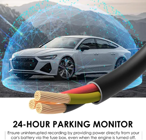 Vista 6 de Pelsee Kit de cable duro para cámara de salpicadero, juego completo de fusible para cámara P1 Duo Dash Cam, cable de alimentación de cargador