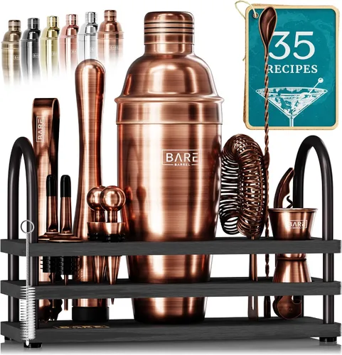 Vista 11 de BARE BARREL® Mixology Bartender Kit Bar Set Juego de coctelera de cócteles de 14 piezas Herramientas de mezcla de barware para martini