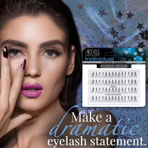 Vista 2 de Ardell Pestañas individuales Flair Long Black – racimos de pestañas sin nudos, extensiones de pestañas en racimo para volumen y longitud naturales