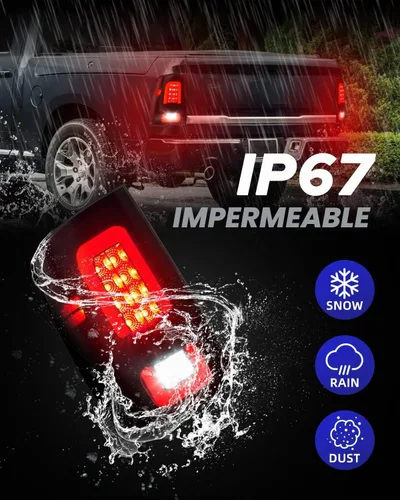 Vista 7 de AUTOONE Conjunto de Luz Trasera LED Completa Ram para Dodge Ram 1500 2009, Ram 1500 2500 3500 2010-2018, Lado del Conductor y Pasajero con Lente
