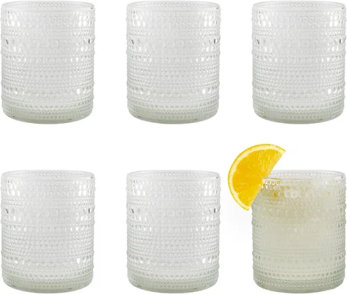 Vista 10 de Darware Hobnail - Vasos para beber (12 onzas, 6 unidades, azul); vasos de bebidas antiguos para mesa, bar, uso y tarros de velas