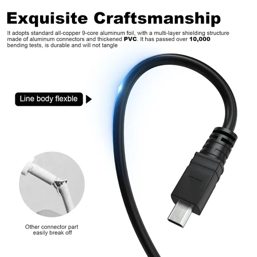 Vista 5 de UC-E6 Cable USB de repuesto para cámara de transferencia de fotos, cable compatible con Nikon CoolPix B500 DSLR cámara digital D3200 D7200 Coolpix