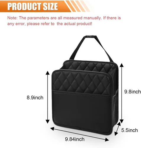 Vista 2 de Organizador clásico para asiento trasero de coche LAINLOY, negro, capacidad de 8L, plegable, montaje colgante, de piel sintética, unisex, 1 unidad