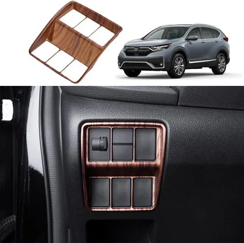Vista 14 de Para CRV 2017-2021 - Perilla de aire acondicionado, panel de módulo de control de clima, ABS, madera de durazno, consola central, cubierta de panel