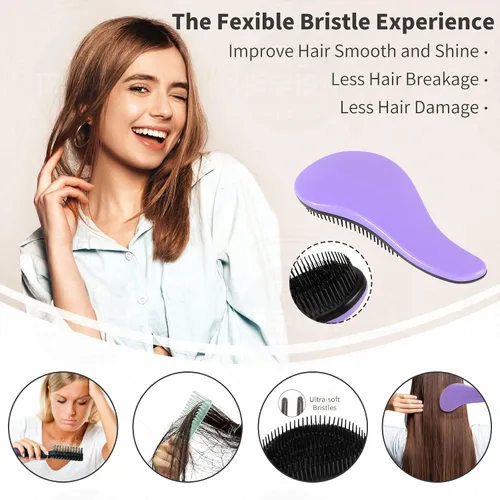 Vista 3 de 79STYLE 3 cepillos desenredantes para el cabello, sin enredos, para niños, sin nudos, sin dolor, desenredante para cabello fino y rizado