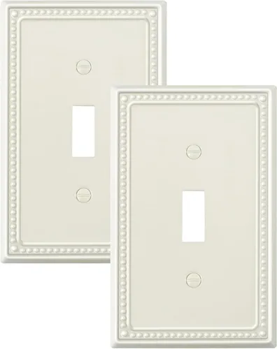 Vista 101 de Paquete de 2 cubiertas de placa de interruptor de luz de doble palanca, cubiertas decorativas de placa de doble interruptor Pearls, placa de pared