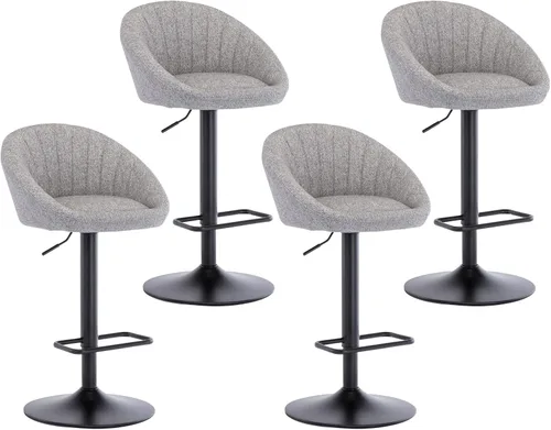 Vista 10 de Juego de 2 taburetes de bar giratorios ajustables, tela de rizo beige
