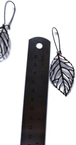 Vista 3 de Copper Leaf Earrings for Her - Autumn Jewelry - Fall Accessories for Women