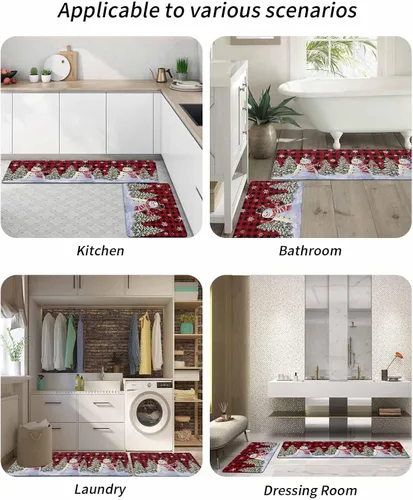 Vista 6 de Buffalo - Tapete de baño con diseño de muñeco de nieve para bañera, antideslizante, de secado rápido y absorbente, de tierra de diatomeas, fregadero