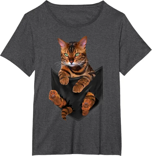 Vista 23 de Camiseta de bolsillo con estampado de tigre y gato Negro