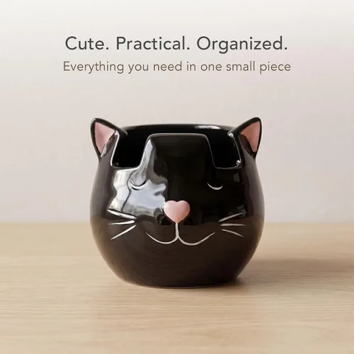 Vista 9 de Soporte y jarrón para lentes de gato, soporte de cerámica para gafas de sol y lentes de gato negro, organizador de decoración y exhibición de regalo