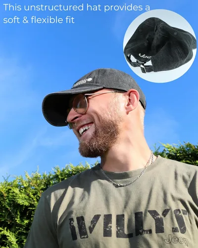 Vista 5 de Jeep Grille Logo Garment Washed Hat Negro