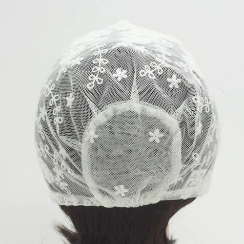 Vista 8 de Gorro de encaje blanco para bebé, gorro de verano para niña recién nacida, Blanco